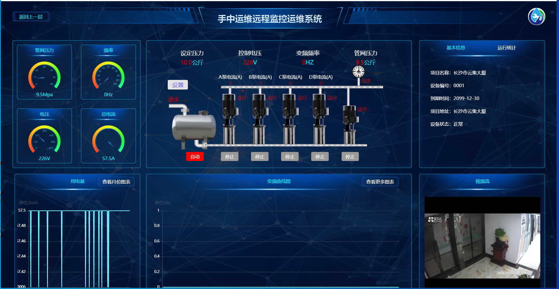 二次供水设备远程监控系统平台界面图